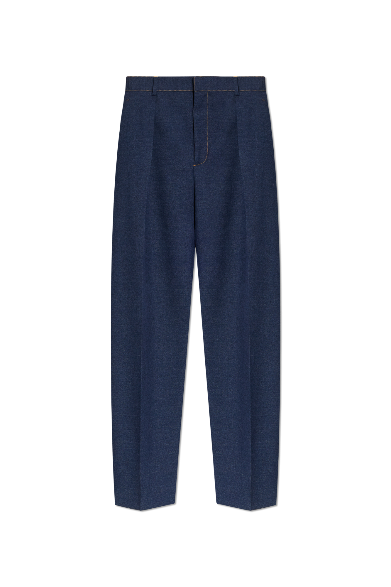 【送料&関税込】Bottega Veneta Pleated Trousers Beige Belted pleated cotton-blend straight-leg pants